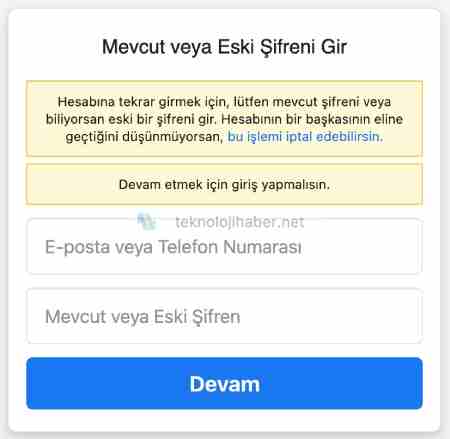 Facebook Telefon Numaramı Değiştirdim Giremiyorum