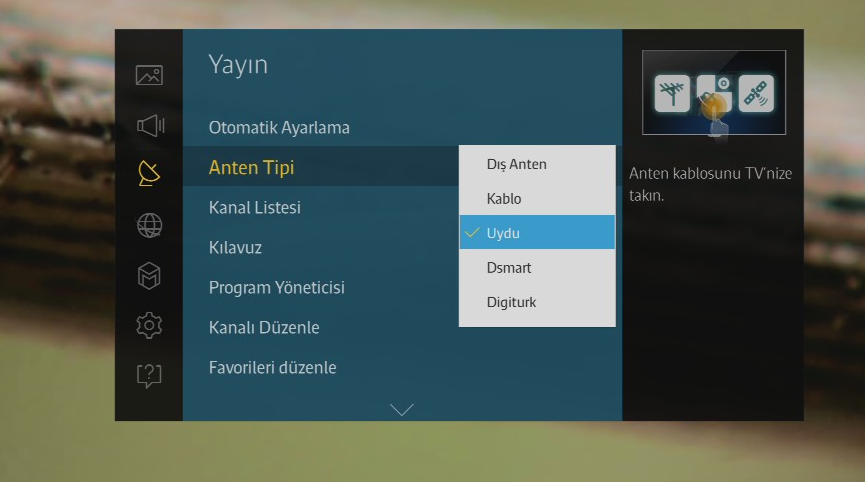 Samsung Smart TV Kanal Arama: Kanallardan Ses Gelmiyor Smart TV LED TV uydu kurulumu