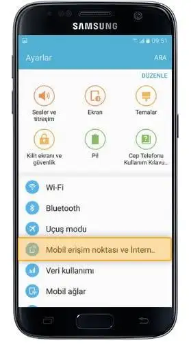 Galaxy S7 WI-FI bağlantı noktası oluşturma