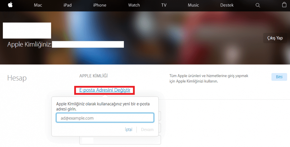 Apple Kimliği E-posta Adresini Değiştirme apple hesap değiştirme