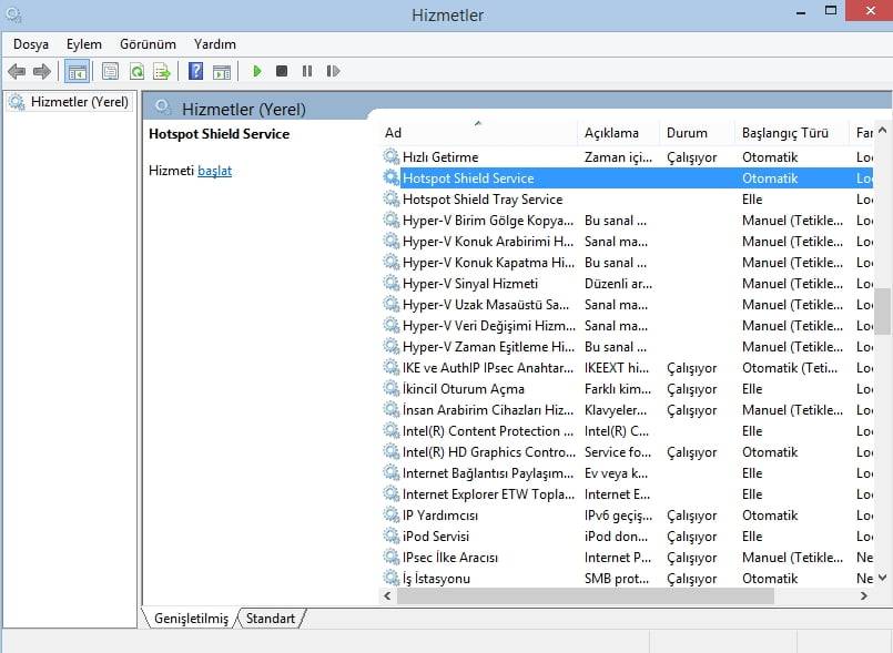 Hotspot Shield açılmıyor windows 7