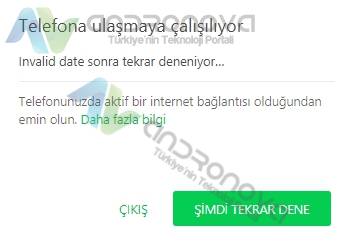 WhatsApp telefona ulaşmaya çalışılıyor Invalid date