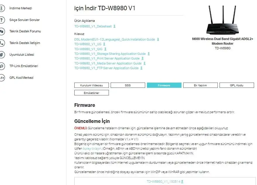 TP Link modem nasıl güncellenir