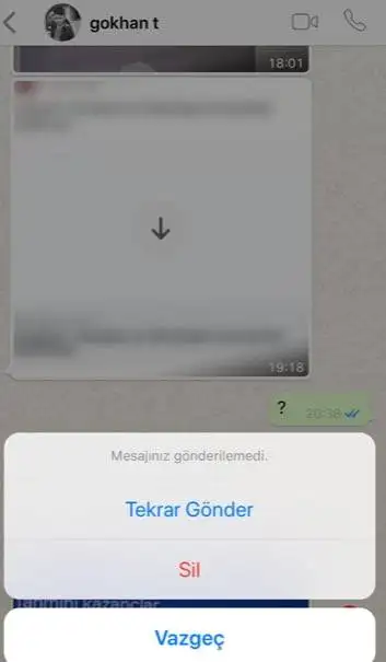WhatsApp mesaj gönderilemedi tekrar deneyin