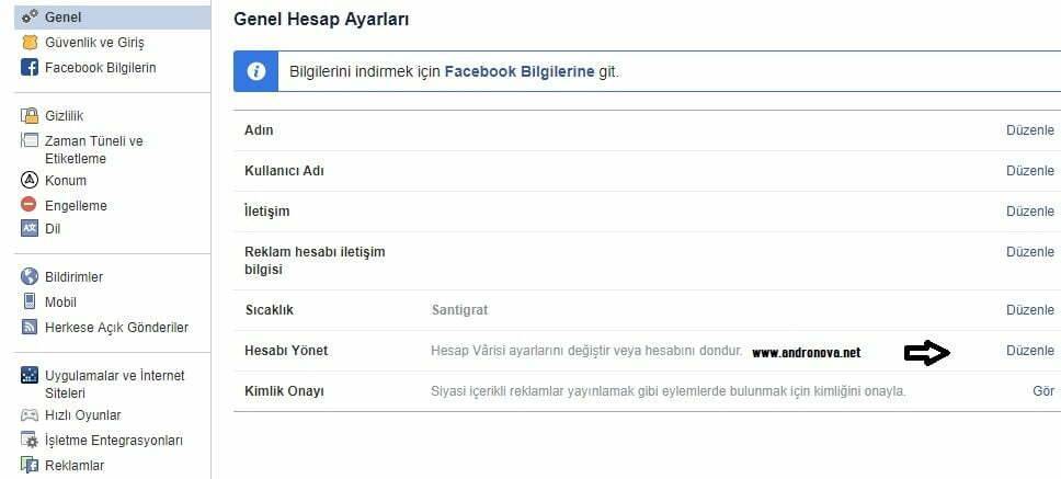 Facebook hesap dondurma iPhone