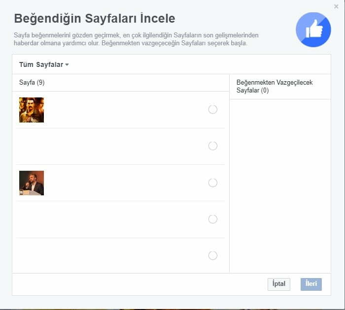 Facebook Beğenilen Sayfaları Toplu Silme beğenileri silme