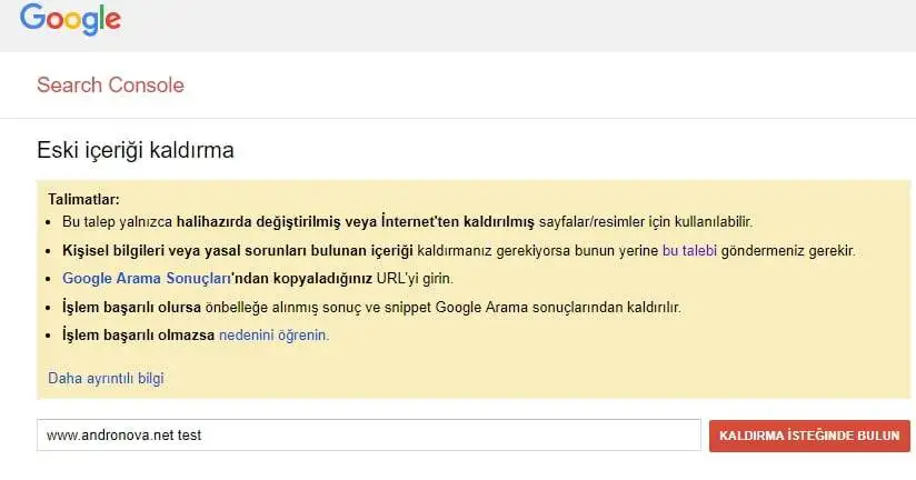 Google içerik kaldırma