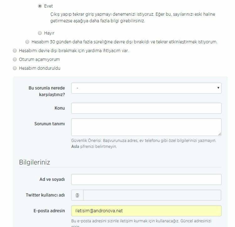 Twitter Hesabım Kapandı Nasıl Açılır Twitter müşteri hizmetleri