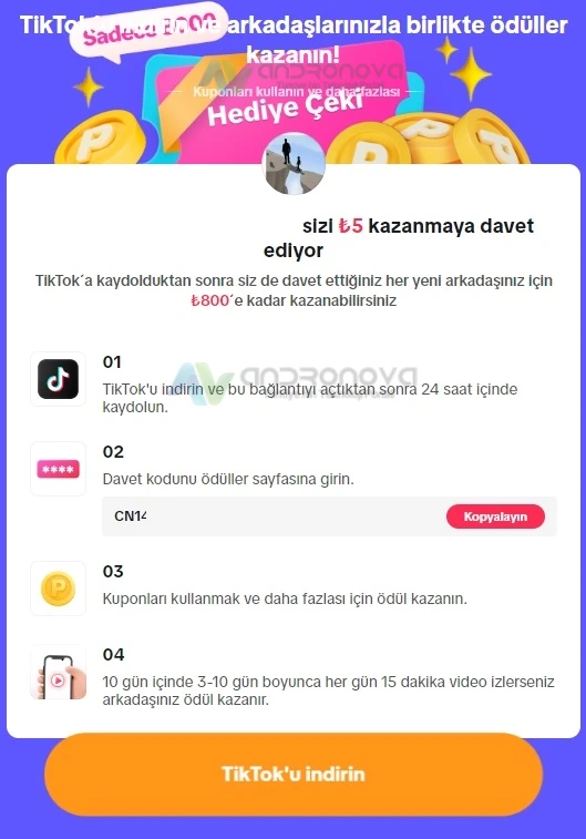 TikTok Ödülleri Kazanma (Arkadaşlarınızı Davet Edin)