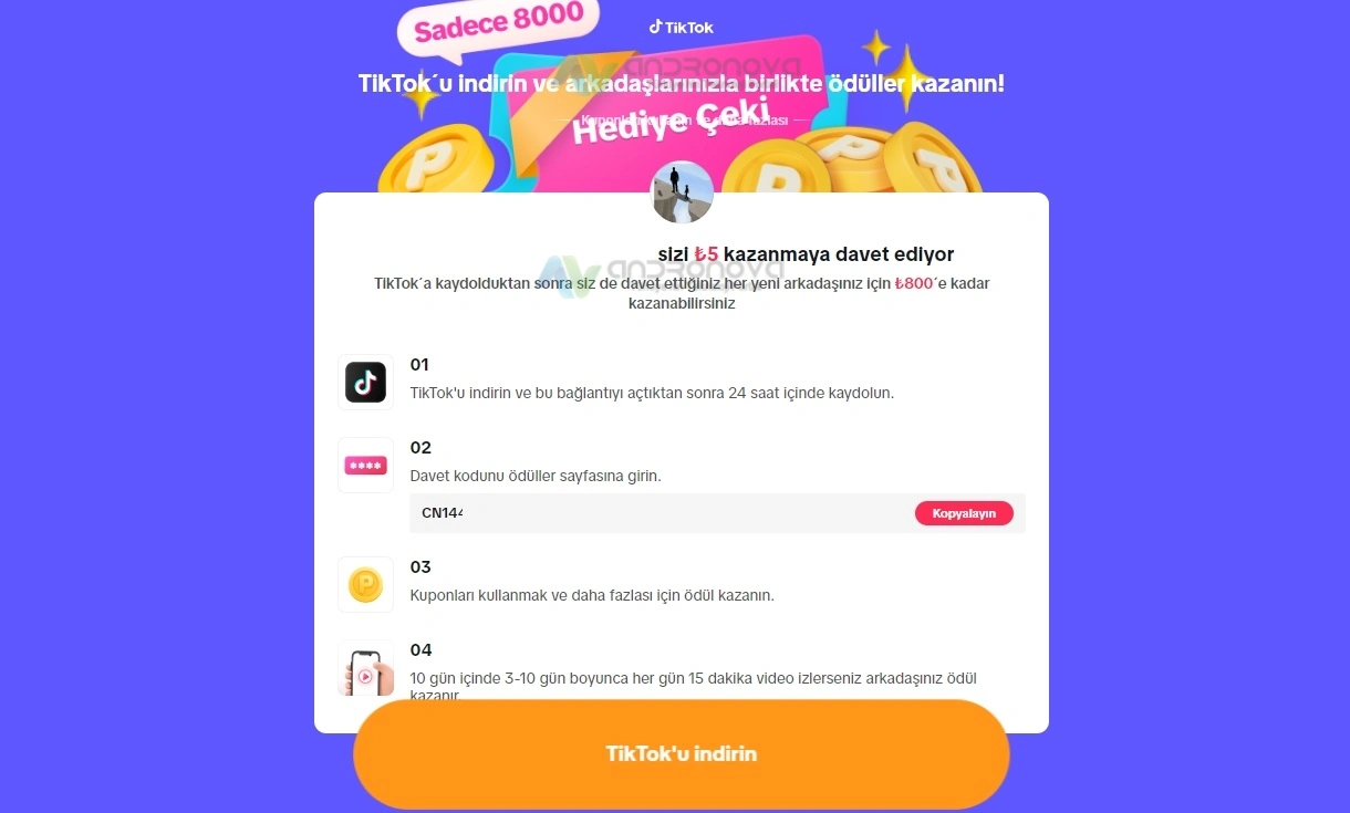 TikTok Ödülleri Kazanma (Arkadaşlarınızı Davet Edin)
