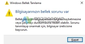 Bilgisayarınızın Bellek Sorunu Var (Bellek Azaldı) Bilgisayarınızın Bellek Sorunu Var (Bellek Azaldı)