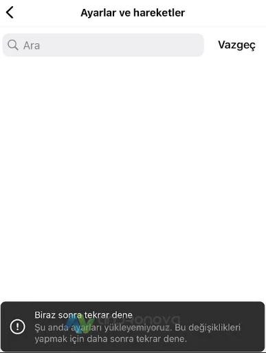 Instagram Biraz Sonra Tekrar Dene Şu Anda Ayarları Yükleyemiyoruz