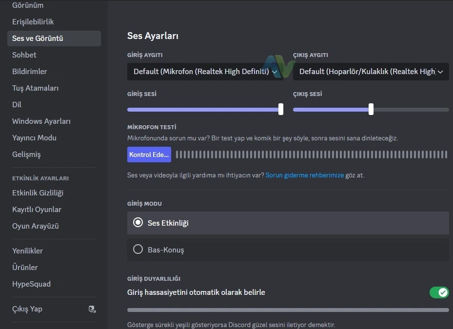 Discord Ses Gitmiyor Windows 11 ve Windows 10