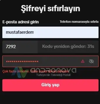 TikTok Çok Fazla Deneme Hatası İçin Çözüm