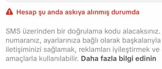 TikTok hesap şu anda askıya alınmış durumda