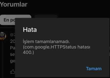 YouTube İşlem Tamamlanamadı (com.google.httpsstatus Hatası)